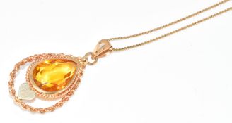 An 18ct gold pendant set with paste, on 18ct gold chain, 70 & 3cm, 6g