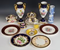 Pair of German twin handled porcelain vases, Chinese vase, 19thC sucriers, Tiffany & Co cabinet