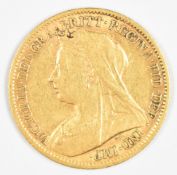 1899 Queen Victoria gold half sovereign with veiled head