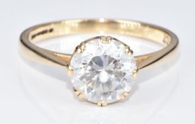 A 9ct gold ring set with a cubic zirconia, 3g, size P