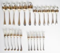 Victorian hallmarked silver six place setting canteen of Old English pattern cutlery comprising
