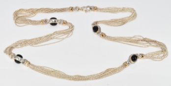 Tiffany & Co silver multi chain necklace set with black onyx, in original fabric case and with