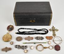 A collection of jewellery including Victorian hallmarked silver brooch with floral decoration (