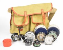 Five fly fishing / fixed spool reels comprising Hardy Marquis #8/9, The Lightweight, Farlow