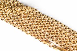 Victorian 9ct gold double strand chain made from a guard chain, 17.5g, 148cm
