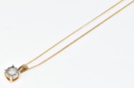 A 9ct gold pendant set with a diamond of approximately 0.1ct, on 9ct gold chain, 0.9g, 43cm
