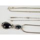 Three silver pendants set with pressed amber, synthetic opal and paste, marcasite earrings, - Image 8 of 9