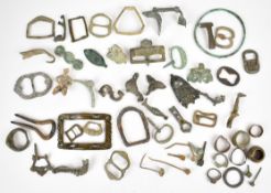 Metal detector finds, Roman onwards including buckles, figures, bangles, cloak pins, bronze and