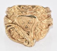 A 9ct gold ring in the form of a saddle, 17.9g, size T/U