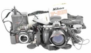 Nikon 35mm SLR and Kodak digital SLR camera outfit comprising Kodak DCS Pro 14n and Nikon F-801s