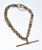 Victorian 9ct gold bracelet made from a section of watch chain made up of faceted and embossed