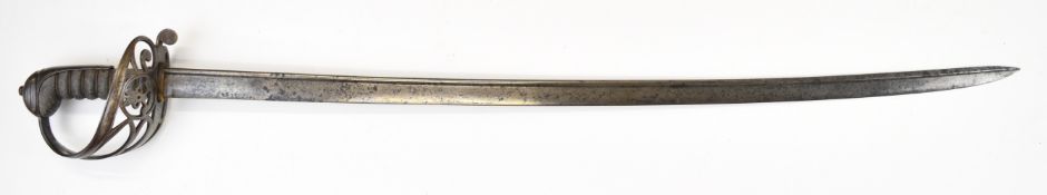 Victorian 1827 pattern Rifle Officer's sword, the 82cm single edged pipebacked blade etched with 1st