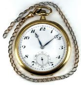 Stauffer, Son & Co 18ct gold open faced pocket watch with subsidiary seconds dial, blued Breguet