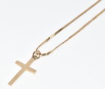 A 9ct gold cross on 9ct gold chain, 3.2g, 34cm