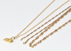A 10k gold chain made up of twisted links (9g, 41cm), 9ct gold chain made up of oval links (1.5g,