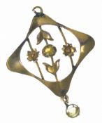 Edwardian 9ct gold pendant set with paste, 1g, 3.2 x 2.5cm