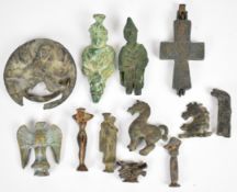 Metal detector finds and collectibles including possible Roman, Byzantine hinged cross, Phoenician