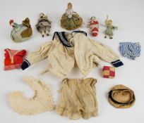19thC and later half dolls including cockerel and mummy, pin cushion, miniature dolls, one
