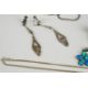 Three silver pendants set with pressed amber, synthetic opal and paste, marcasite earrings, - Image 6 of 9
