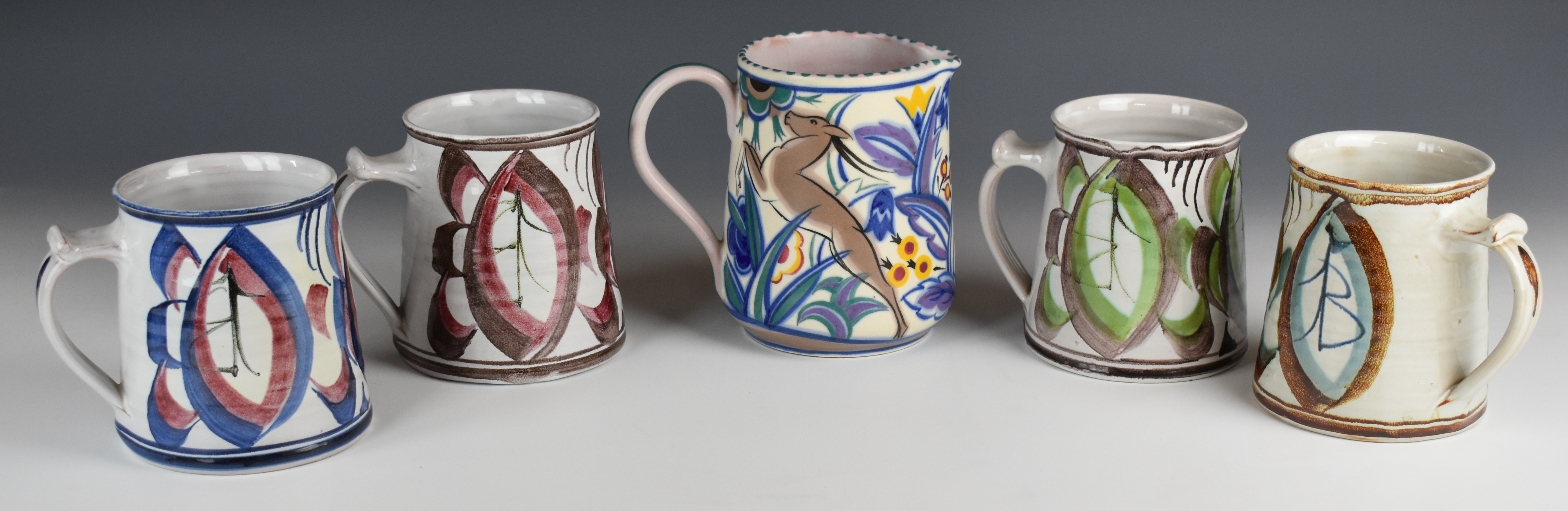 Poole Pottery jug and four Alan Caiger Smith tankards - Image 3 of 4