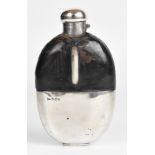 Walker & Hall Victorian hallmarked silver mounted glass hip flask with hinged bayonet cap, Sheffield