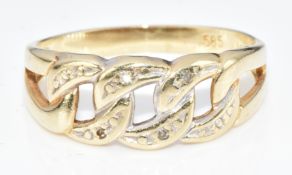 A 14k gold ring set with diamonds, 1.8g, size K