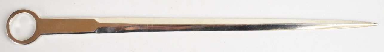 William IV hallmarked silver meat skewer with loop handle, London 1833, maker Jonathan Hayne, length