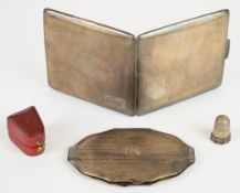 Art Deco hallmarked silver cigarette case, Birmingham 1941, maker Frederick Field Ltd, length 9.5cm,