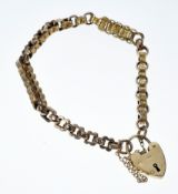 Victorian 9ct gold bracelet made from a section of watch chain made up of faceted and engraved