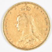 1891 Queen Victoria gold full sovereign with veiled head