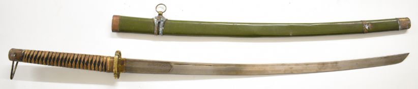 Chinese sword made in the style of a Japanese Katana with approximately 70cm single edged blade