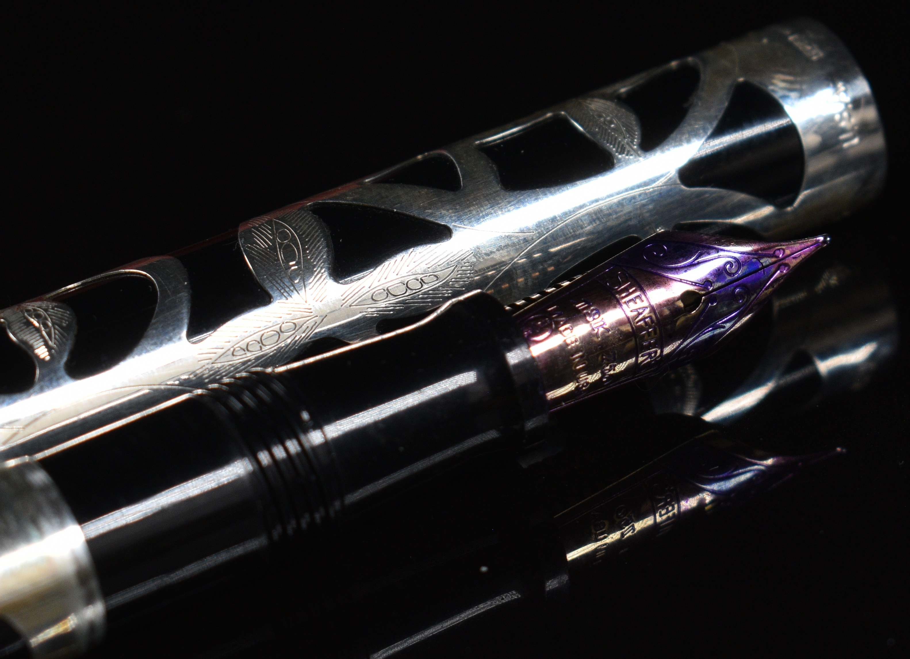 Sheaffer Nostalgia silver overlaid fountain and ballpoint pen and paper knife set, each with - Image 8 of 10