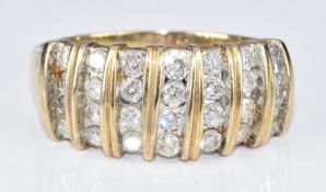 A 9ct gold ring set with diamonds, total carat weight of approximately 0.75ct, 4.1g, size T