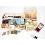 A collection of jewellery including faux pearls, hair grips, pinchbeck brooch and bracelet set
