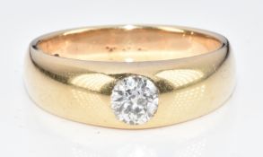 A 14ct gold ring set with an old cut diamond of approximately 0.4ct, 7.4g, size P/Q