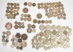 Approximately 545g of world silver coins and bullion, including a 1985 