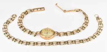 Geneve 9ct gold watch with matching gate bracelet, in original box with paperwork, 12g