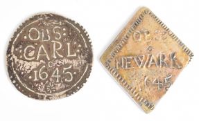 Two replica Charles I siege coins comprising Newark and Carlisle, weight of both 12.5g