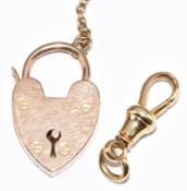 A 9ct gold heart padlock clasp (3.4g) and an 18ct gold dog clip/ clasp (2.1g)
