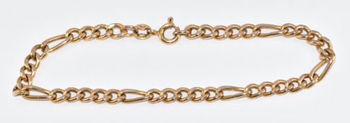 A 9ct gold curb link bracelet, 3.4g, 18cm