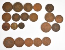 A collection of 18th / 19thC coins to include Russian, French, Portuguese and Channel Islands
