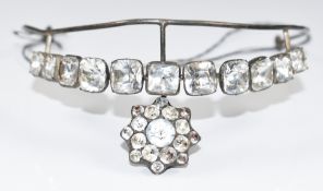 Georgian child's tiara set with black dot foiled paste, 7.5 x 4cm