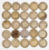 34g Victorian and later pre 1920 British silver 3d coins