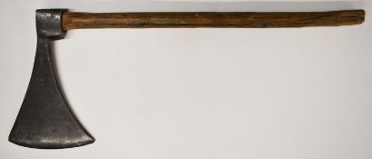 An executioner's axe with impressed DL to head, the head 36 x 22cm, the handle 77cm. PLEASE NOTE: WE