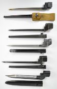 Five British WW2 and post WW2 bayonets comprising No.9 Mk I bayonet, marked D-52 and 119, in steel
