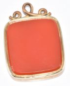 Victorian fob set with carnelian agate, 2.2 x 2.4cm