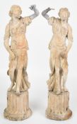 Pair of 18th/19thC continental carved wooden figurines, H39cm