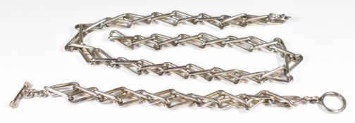 A silver necklace and matching bracelet, 111.3g, 43cm & 20cm