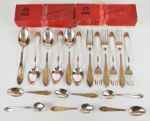 German or similar 800 grade silver cutlery comprising six each of table spoon, table fork and