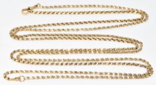 A 9ct gold c1900 guard chain, 22.6g,144cm